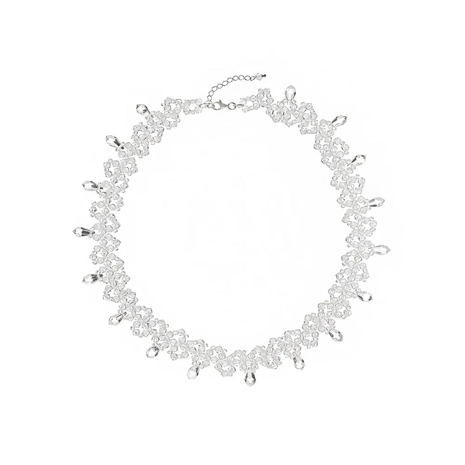 Silver Wedding Necklace with Crystal