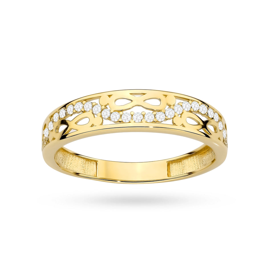Gold Ring with Zirconia Infinity