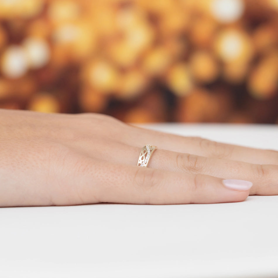 Gold Ring with Zirconia Infinity