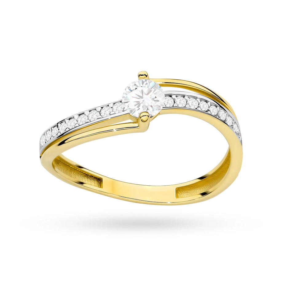 Zlatý prsteň so zirkónmi vlnky