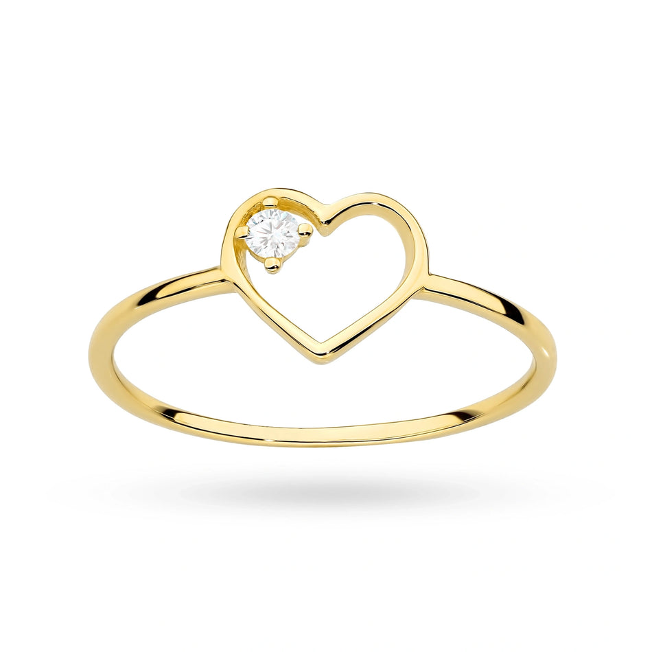 Gold Ring with Zirconia Hearts