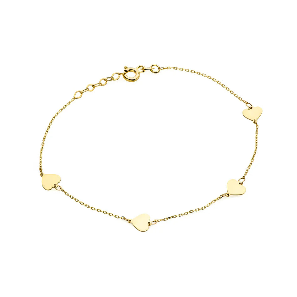 Gold Bracelet with Hearts