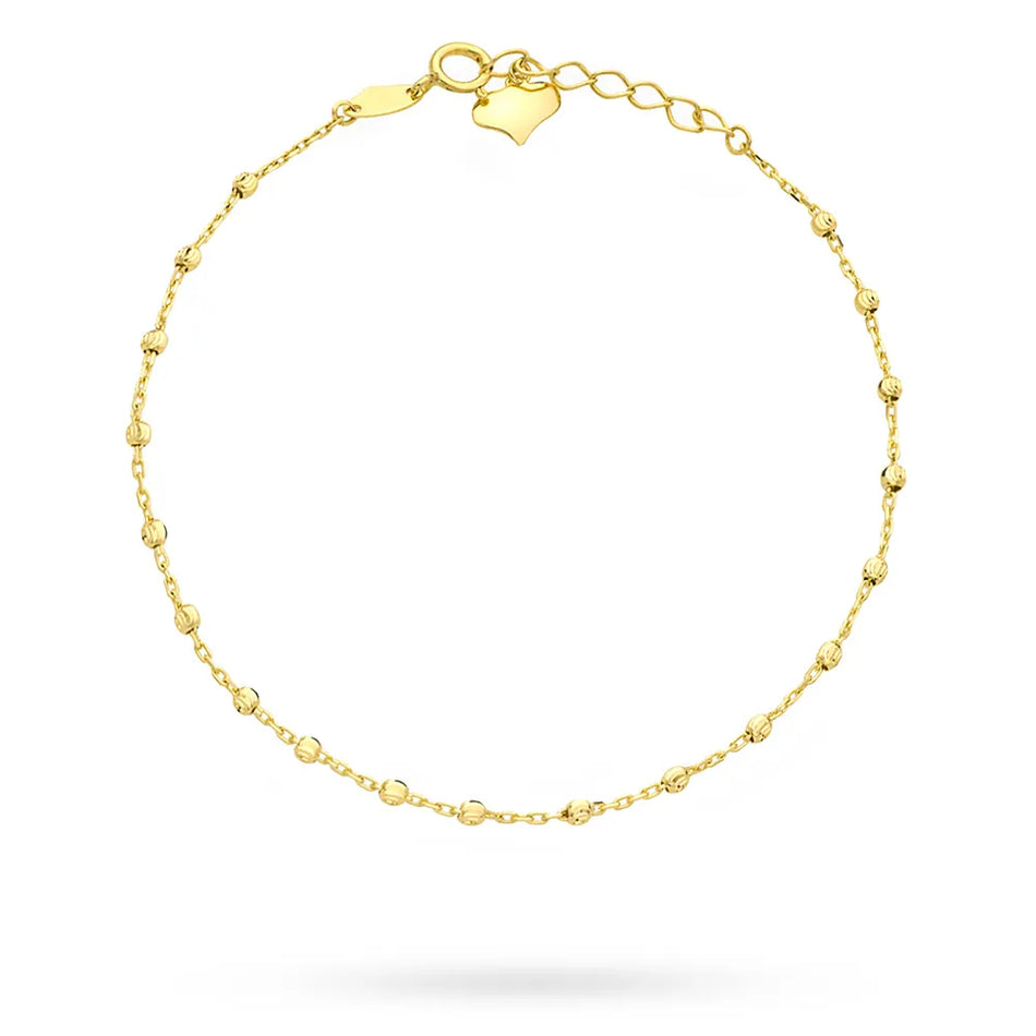 Gold Bracelet with Beads and Heart