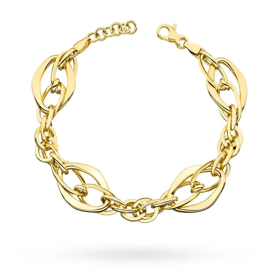 Zlatý masívny náramok s výrazným širokým prepletaným vzorom