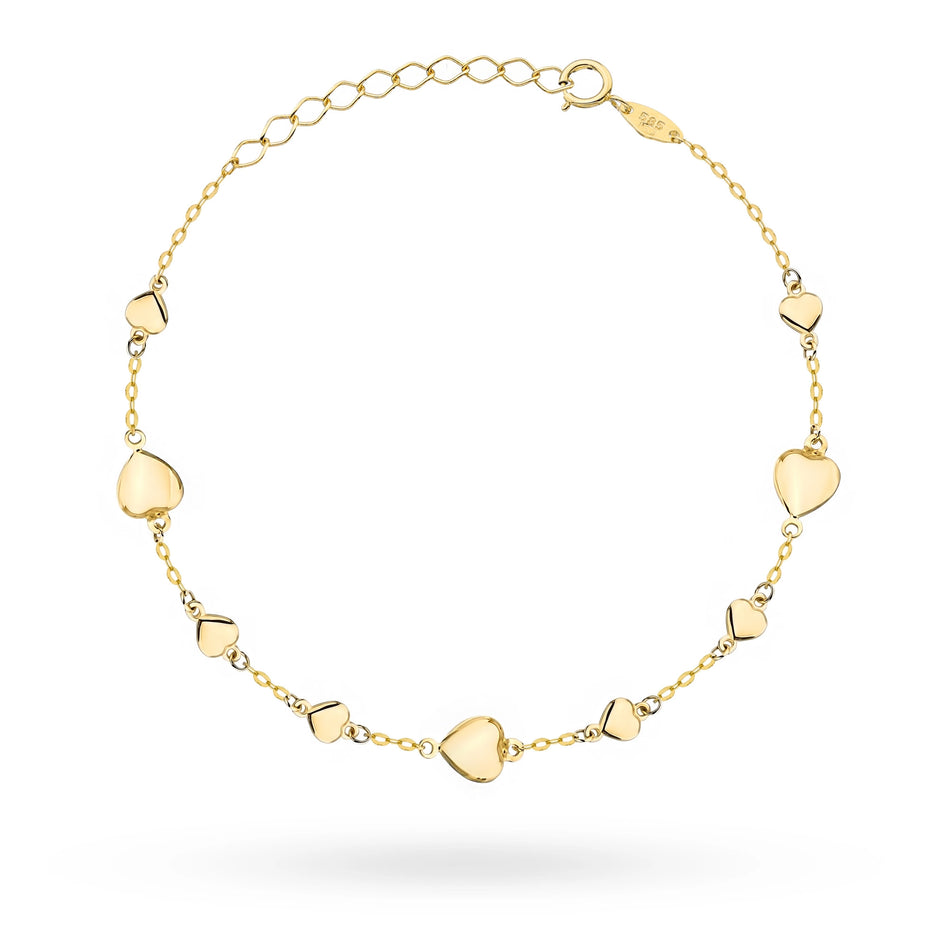 Gold Bracelet with Hearts