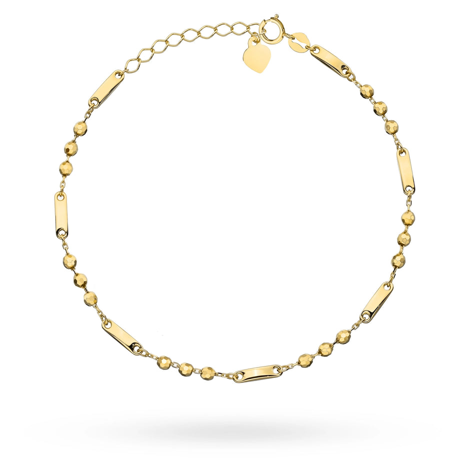 Gold Bracelet with Plates and Beads Kleur