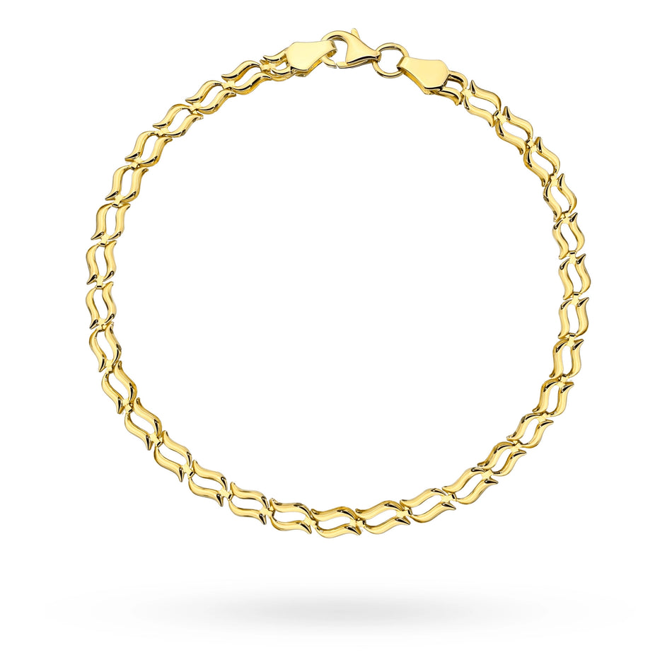 Gold Bracelet with Double Waves