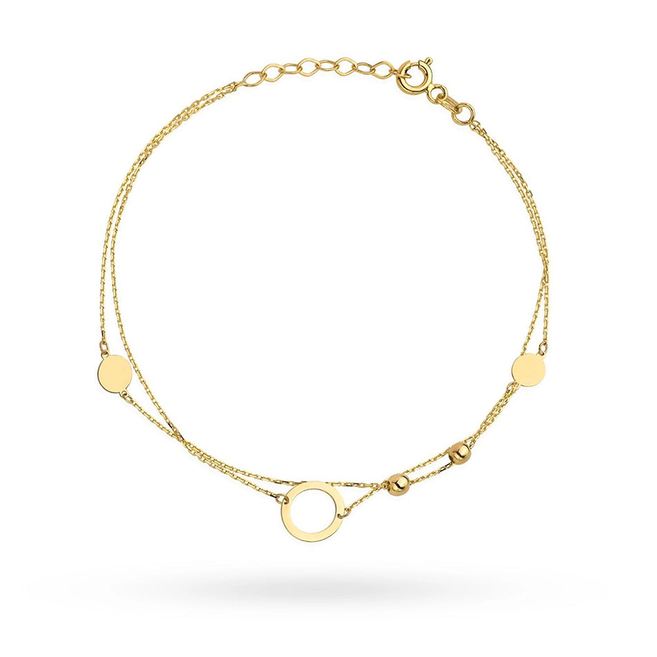 Gold Bracelet with Circles and Beads