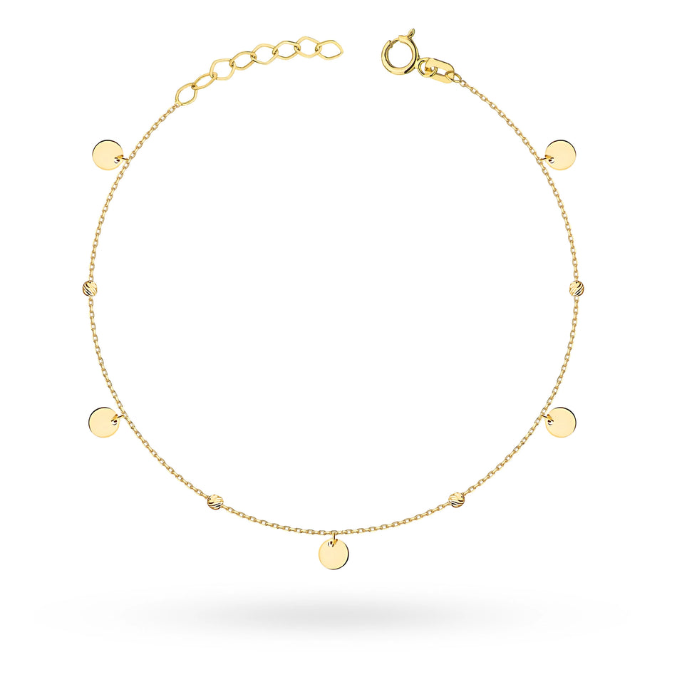 Gold Bracelet with Circles and Beads