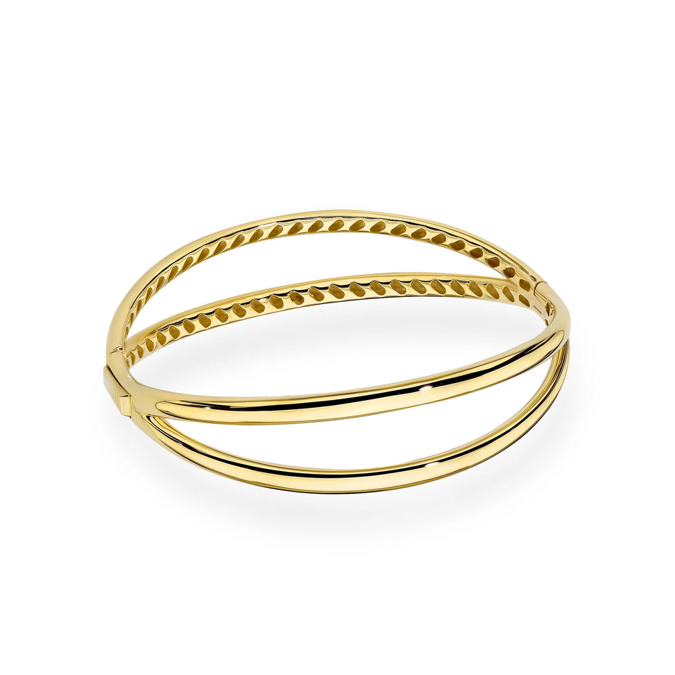 Pevný hladký oválny náramok zo zlata