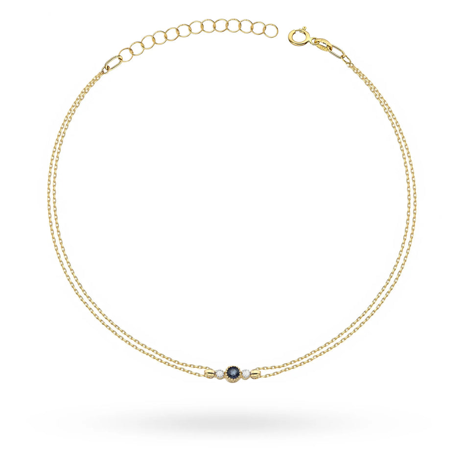 Gold Bracelet with 0.15ct Sapphire and 0.029ct Diamonds