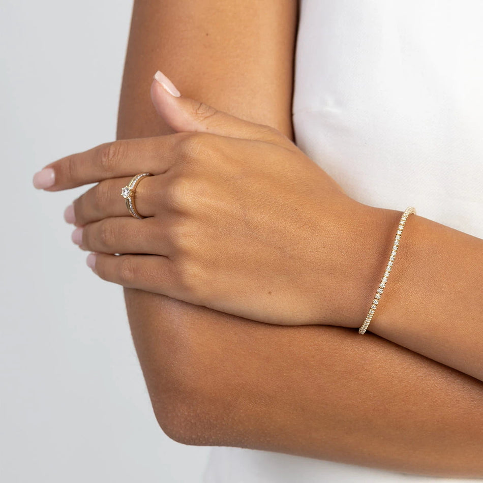 Sada zlatého tenisového náramku s diamantmi 1,204 ct