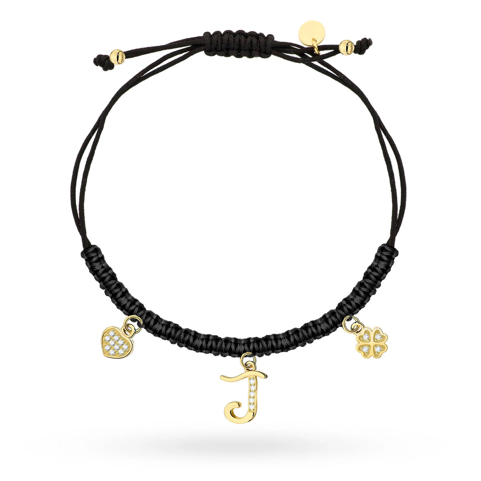 Gold-plated Silver Bracelet with Zirconia Letter J