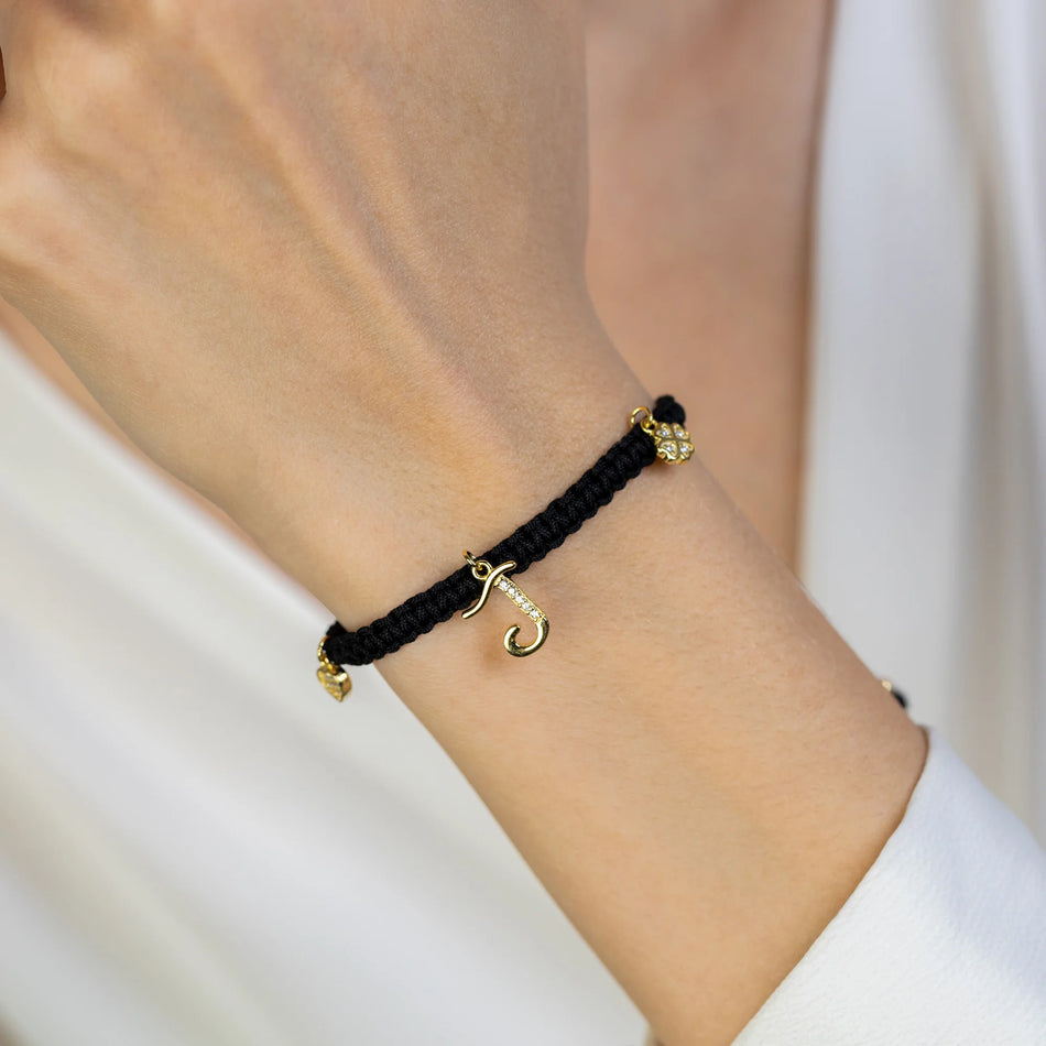 Gold-plated Silver Bracelet with Zirconia Letter J