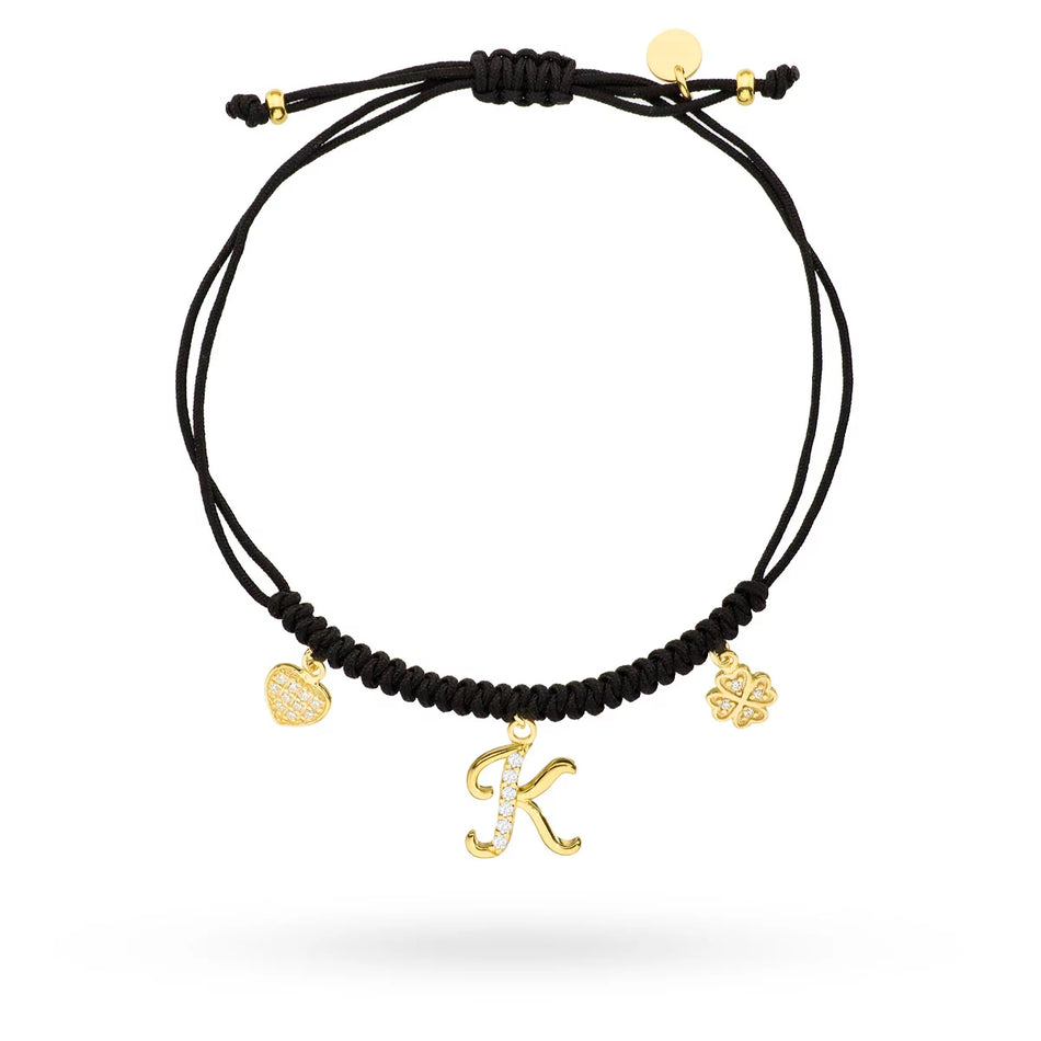 Gold-plated Silver Bracelet with Zirconia Letter K