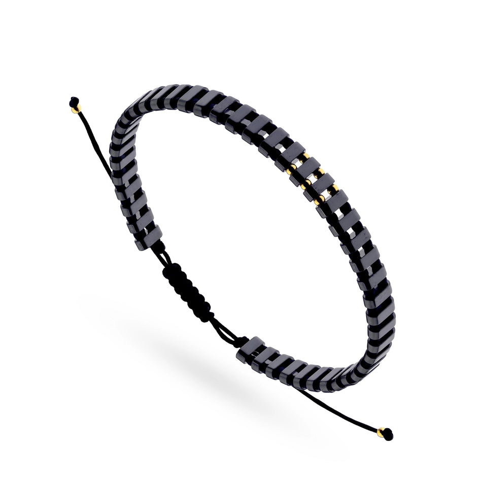 Pánsky zlatý náramok s hematitovými korálkami 6.0mm