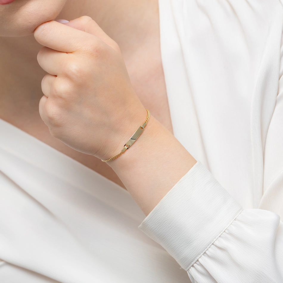 Children's Gold Bracelet with Plate For Engraving
