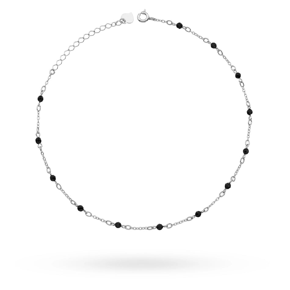 Silver Anklet with Zirconia Beads
