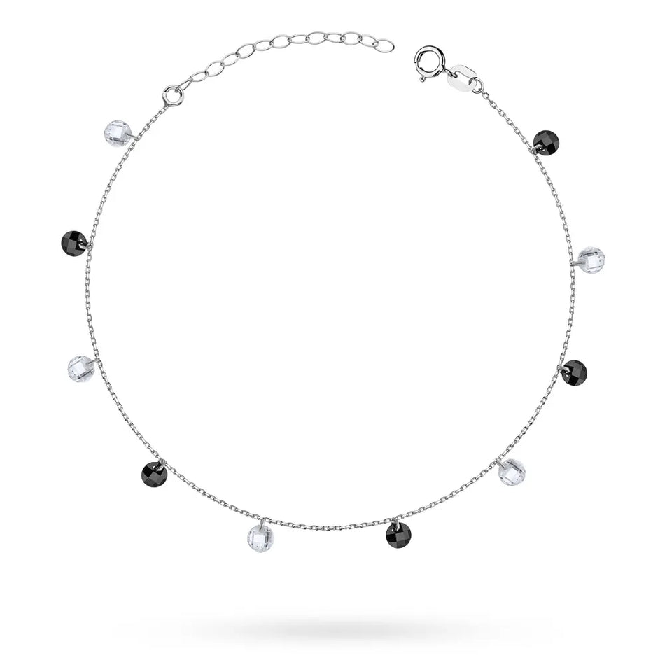 Silver Anklet with Zirconia Circle