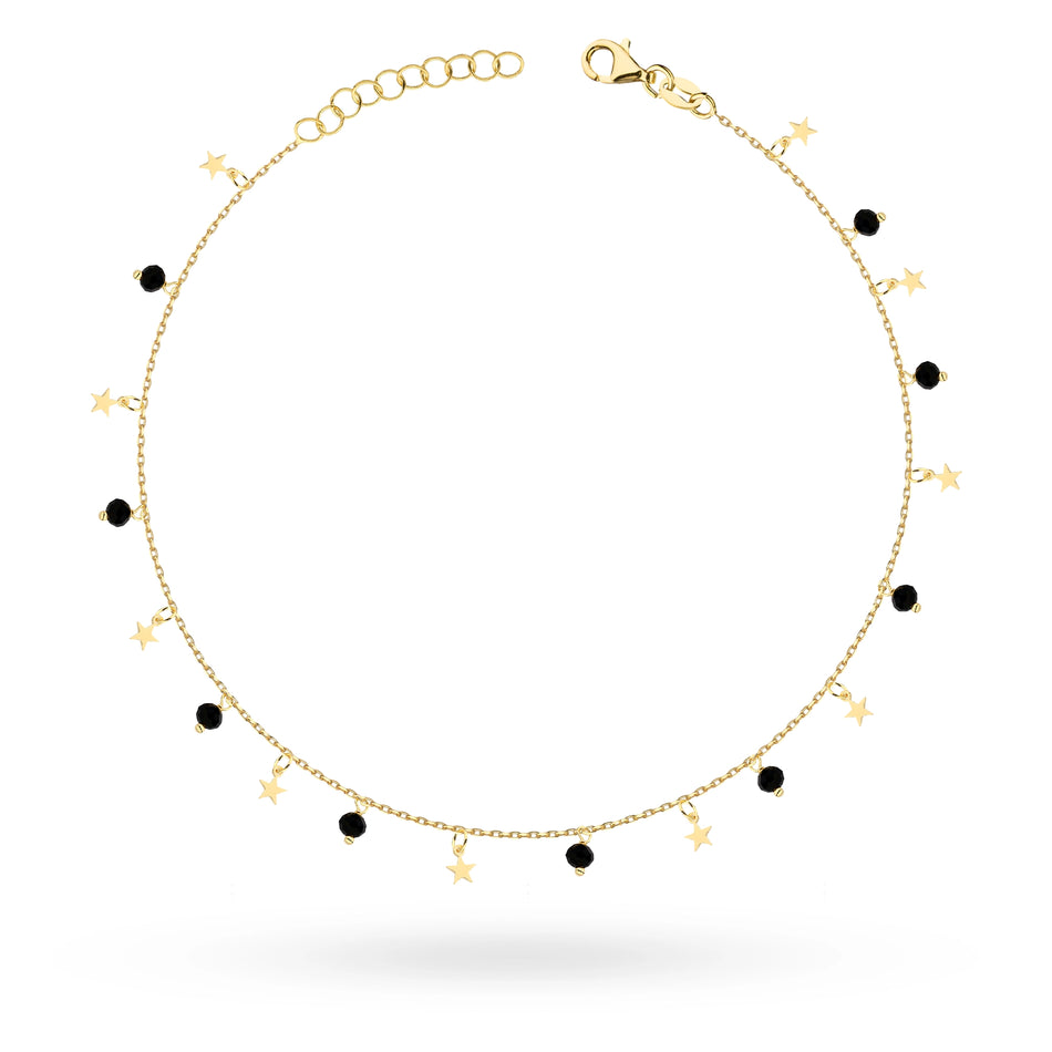 Gold-plated Silver Anklet with Zirconia Star
