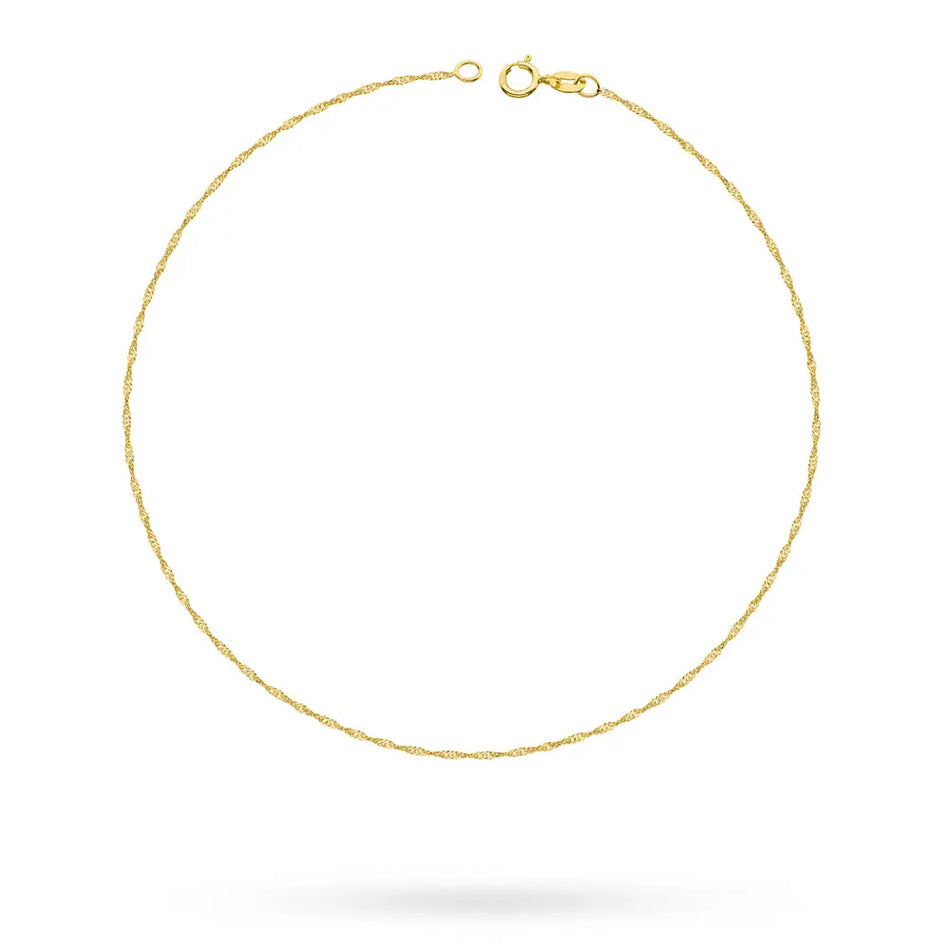 Gold Ankle Bracelet Singapore Chain 1.0mm