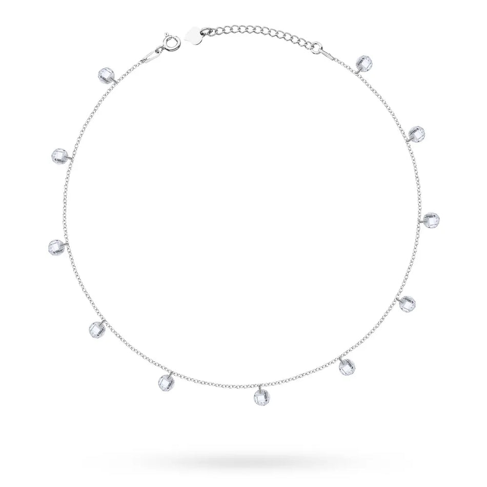 Silver Anklet with Zirconia Circle