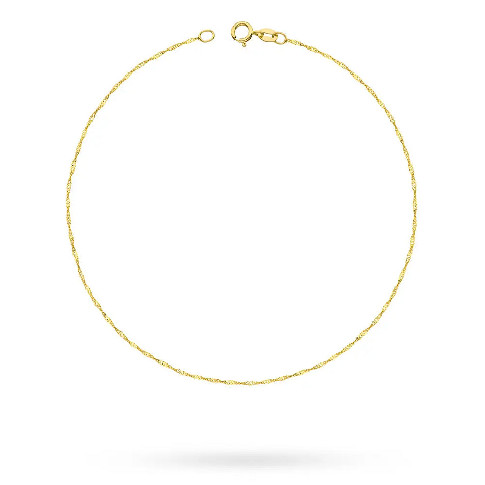 Gold Ankle Bracelet Singapore Chain 1.0mm