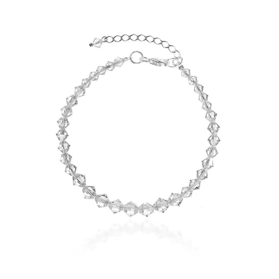 Classic Wedding Silver Swarovski Crystals Bracelet