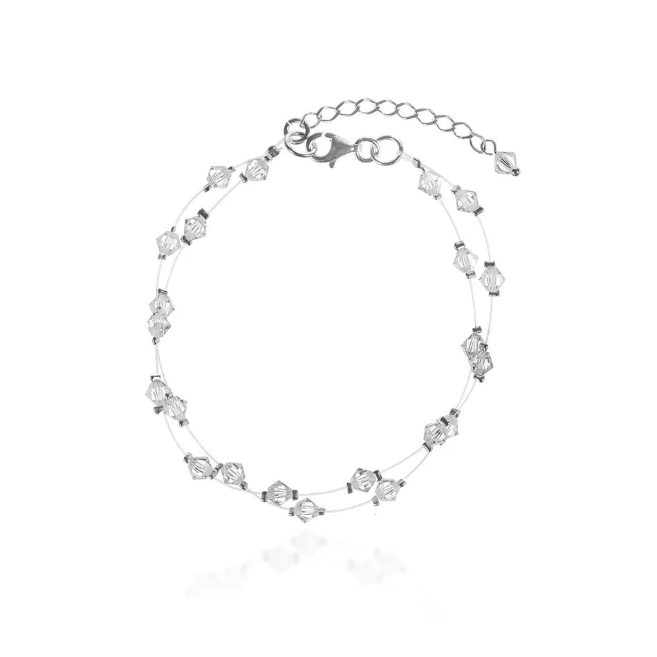 Classic Wedding Silver Swarovski Crystals Bracelet