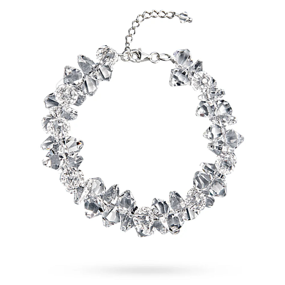 Classic Wedding Silver Swarovski Crystals Bracelet