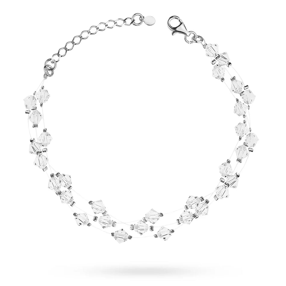 Classic Wedding Silver Swarovski Crystals Bracelet