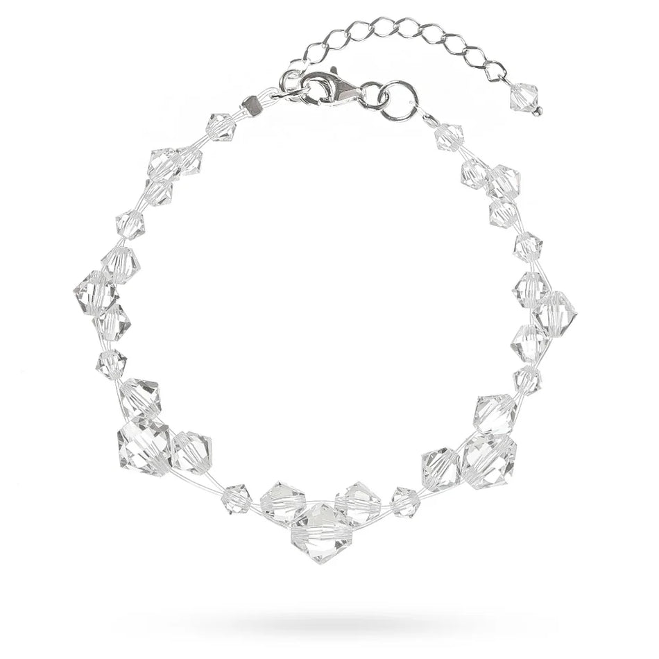 Classic Wedding Silver Swarovski Crystals Bracelet