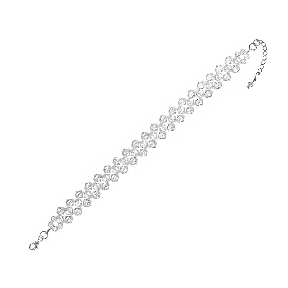 Classic Wedding Silver Swarovski Crystals Bracelet