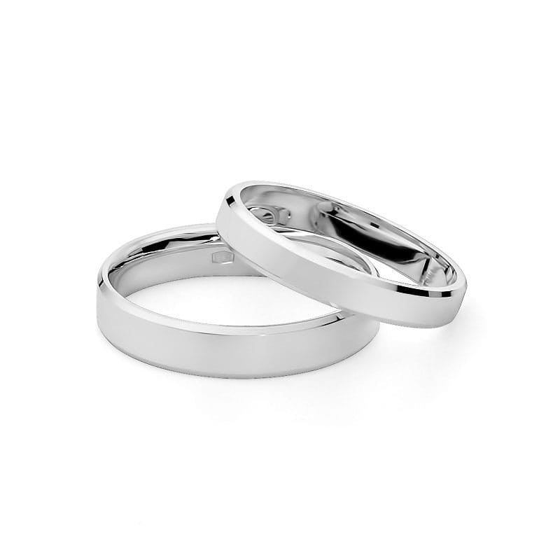 Classic Flat Beveled Gold Wedding Bands Rings 3 and 4mm