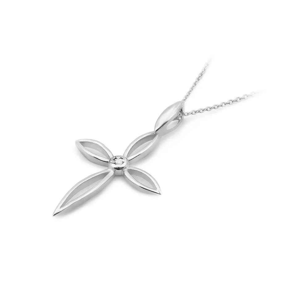 Zlatý krížový prívesok s diamantom