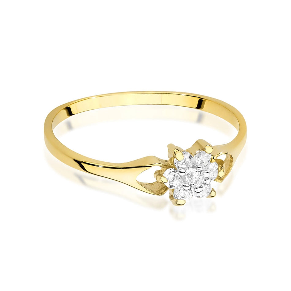 Gold Ring with Zirconia Flower