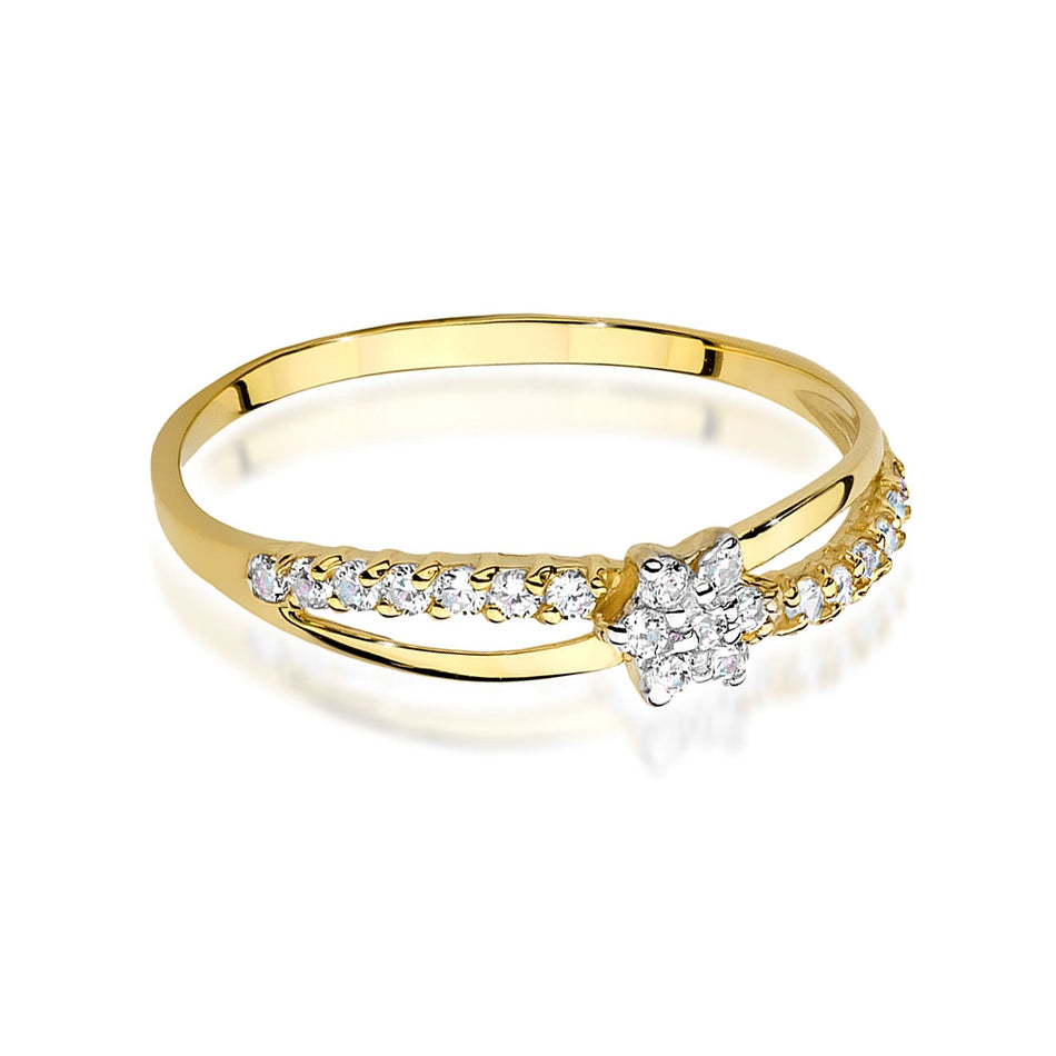Gold Ring with Zirconia Flower