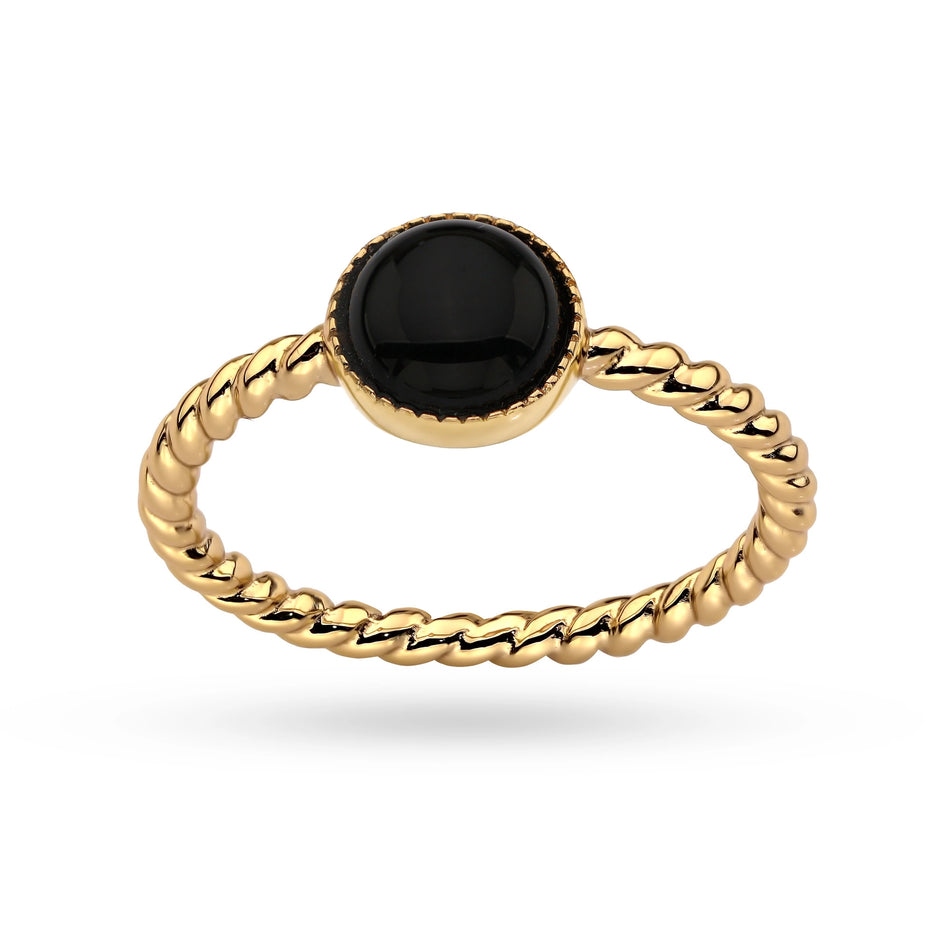 Gold-plated Silver Ring with Onyx