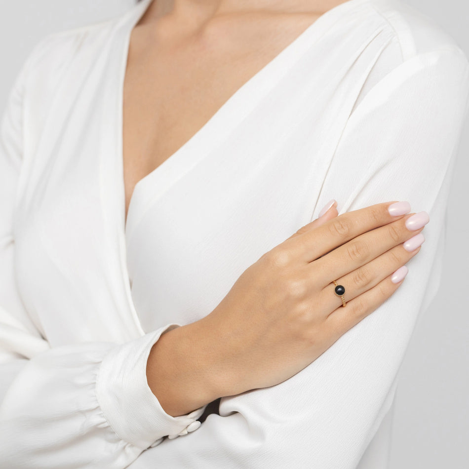 Gold-plated Silver Ring with Onyx