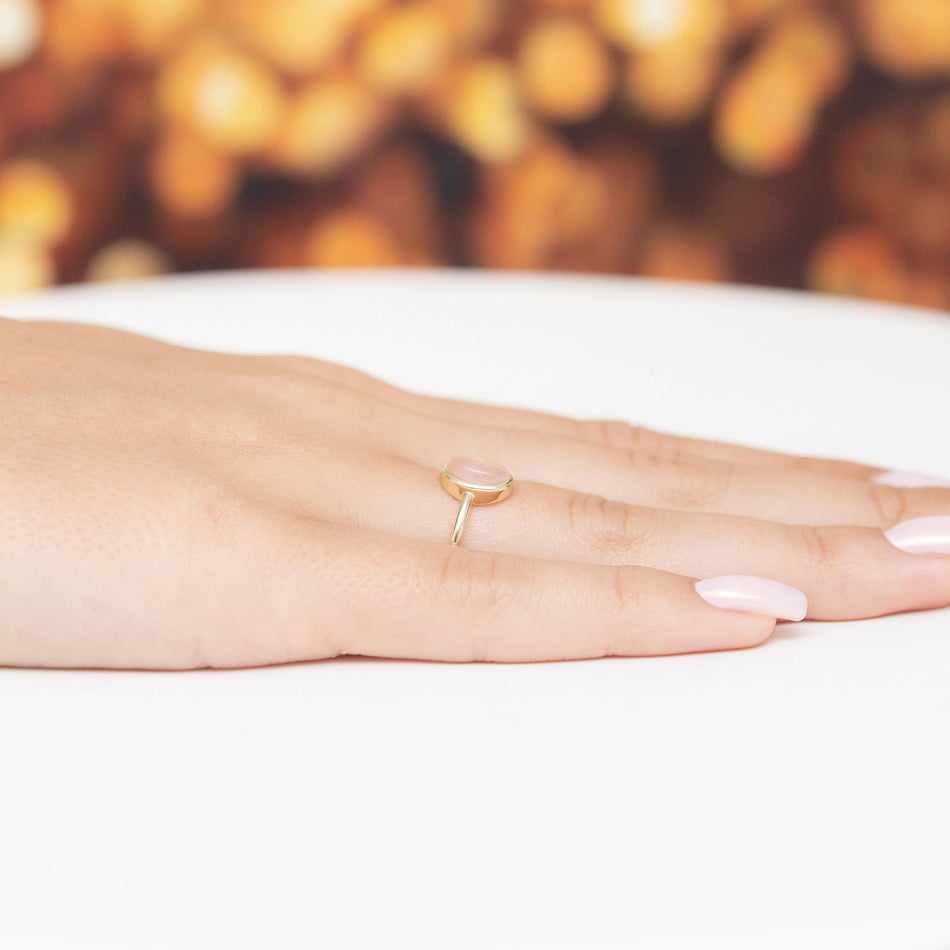 Pozlátený Strieborný prsteň s ružovým kremeňom