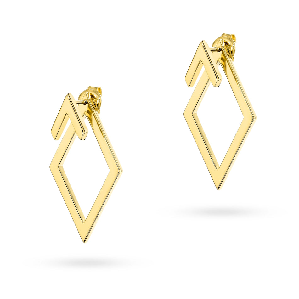 Gold Stud Earrings Rhombuses