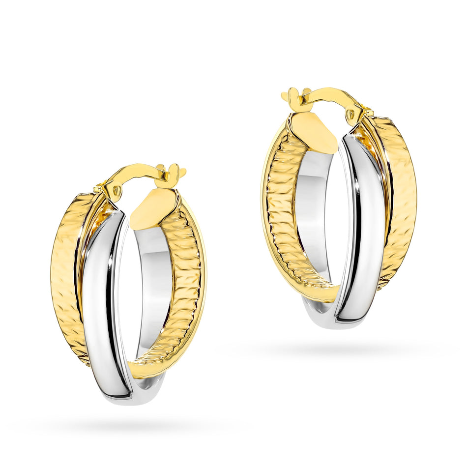 Two-color Gold Earrings with English Clasp Circles