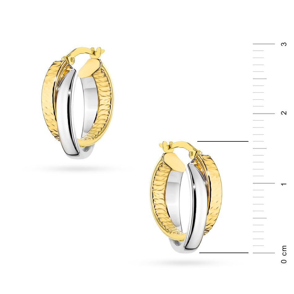 Two-color Gold Earrings with English Clasp Circles
