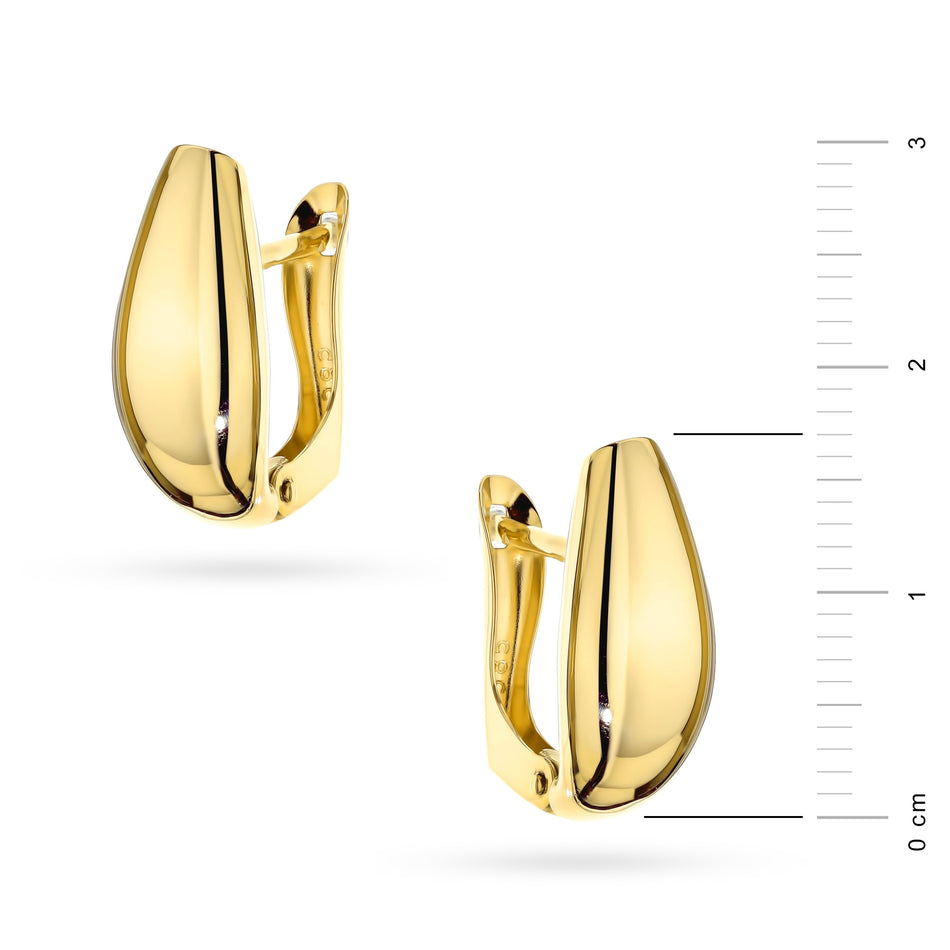 Gold Earrings with English Clasp Teardrops