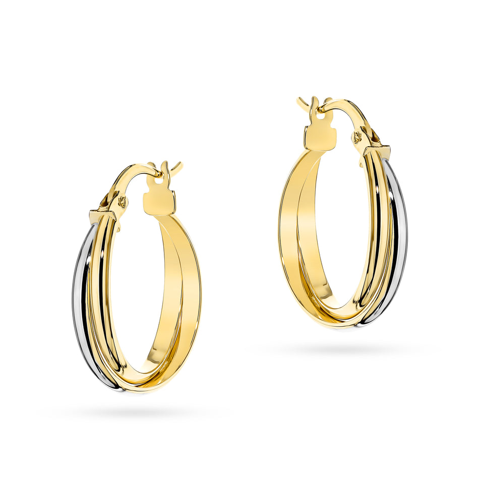 Two-color Gold Earrings with English Clasp Circles