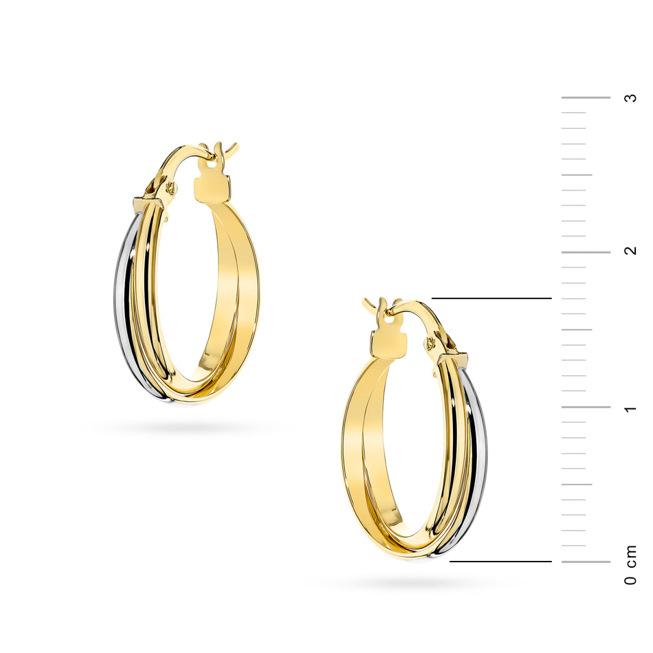 Two-color Gold Earrings with English Clasp Circles
