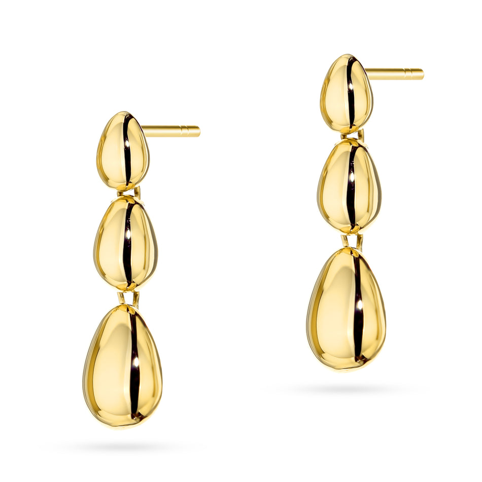 Gold Stud Earrings Oval Teardrops