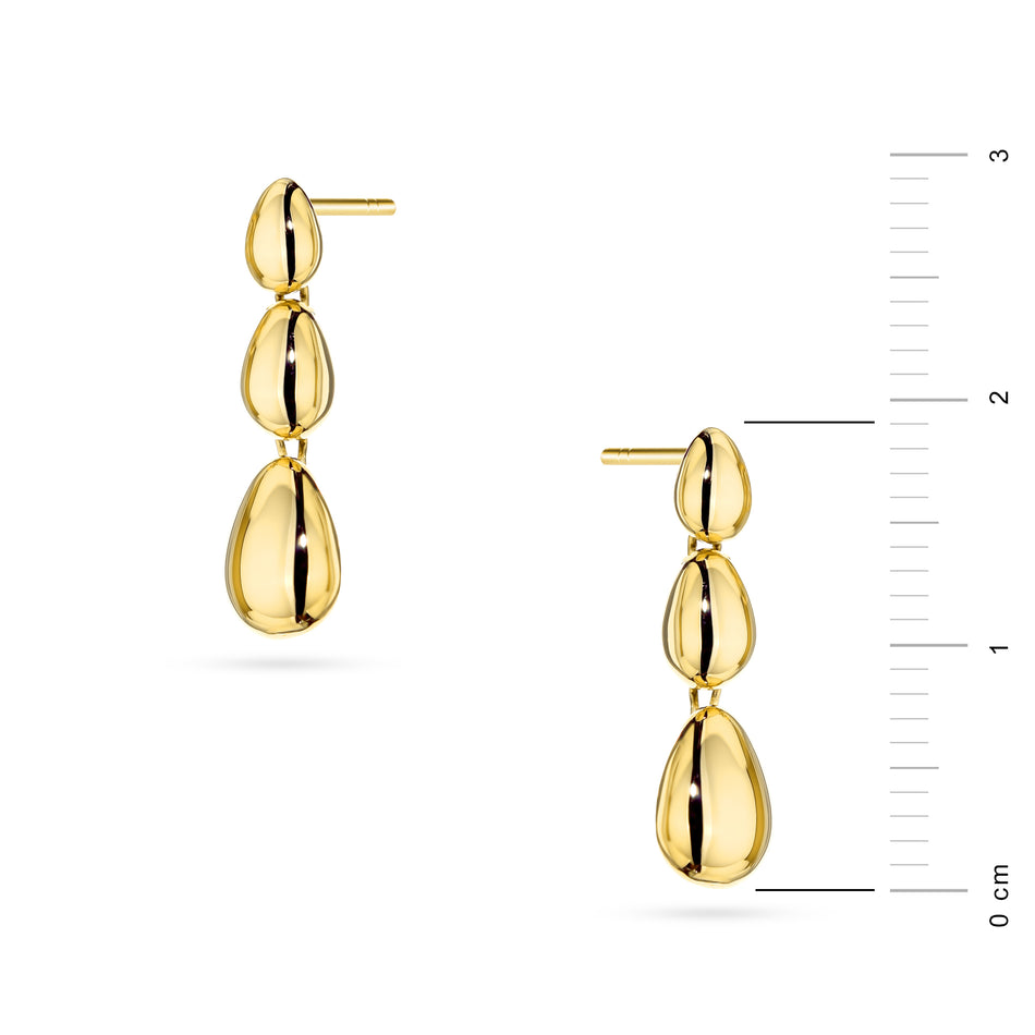 Gold Stud Earrings Oval Teardrops