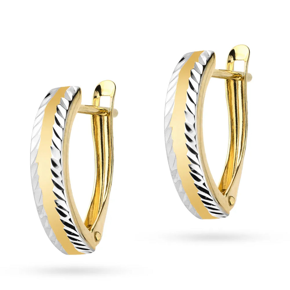 Dvojfarebné zlaté náušnice s anglickým zapínaním