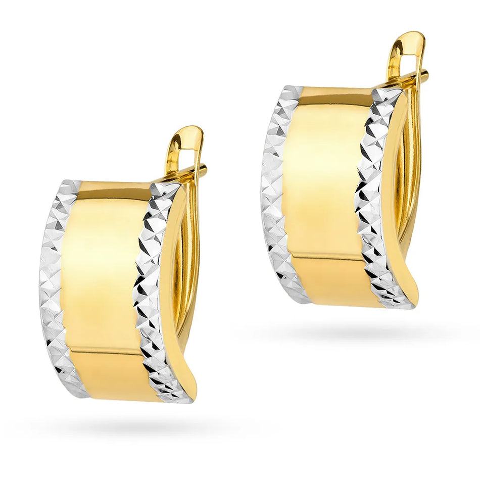 Dvojfarebné zlaté náušnice s anglickým zapínaním